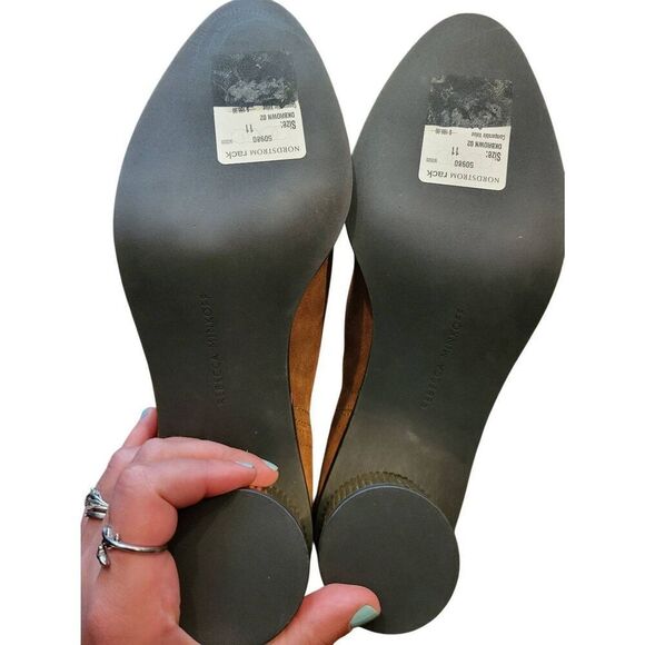 Rebecca Minkoff Boots Women's 11 Brown Darsea Metallic Heel Ankle Suede Leather - Picture 3 of 5